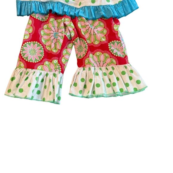 La Jenns Girls 2-Piece Polka Dot Elephant Outfit With Ruffle Top & Pants Size 5 - Picture 3 of 8